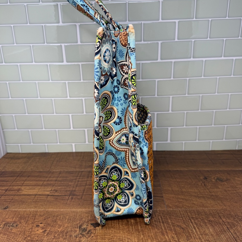 Vera Bradley Bali Blue Tiki Tote Rattan Straw Beach Bag Retired 2009 - Picture 5 of 16
